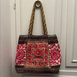 Boho Colorful Embroidered Tote Bag